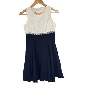 Jessica McClintock Vintage 80's Girl's Special Occasion Dress Navy White Size 12